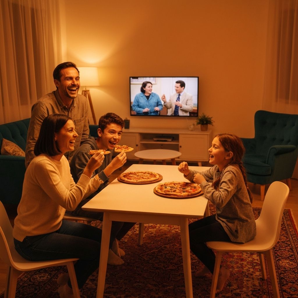 Famille française profitant d'un service OTT France pour regarder des films ensemble